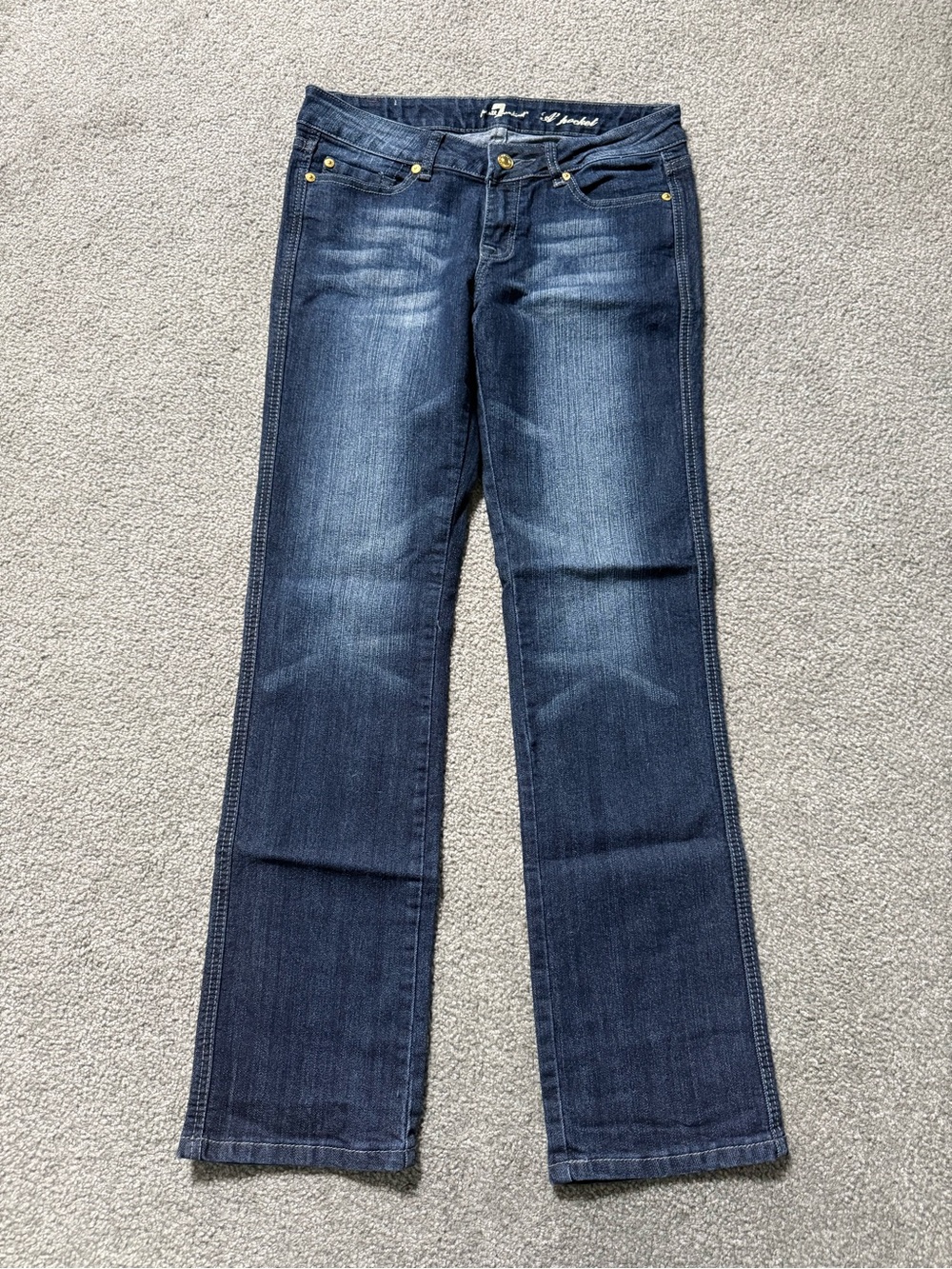 7 For All Mankind Women's Dark Blue Straight-Leg Jeans